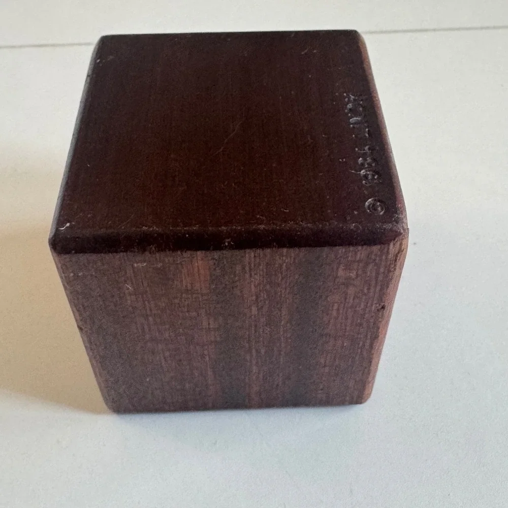 Vintage 1984 Lindh Writers Block Wood Cube Novelty Desk Paperweight 2.5 Inch